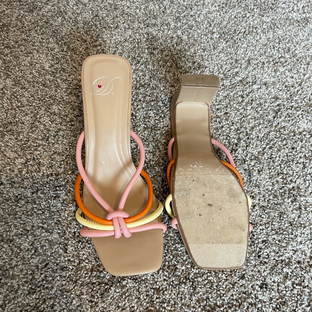 Kitten heels / orange, pink, yellow - Picture 3 of 3